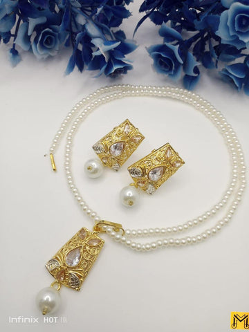 Square Gold-Plated Gemstone 3-Piece Necklace Set, Multicolor