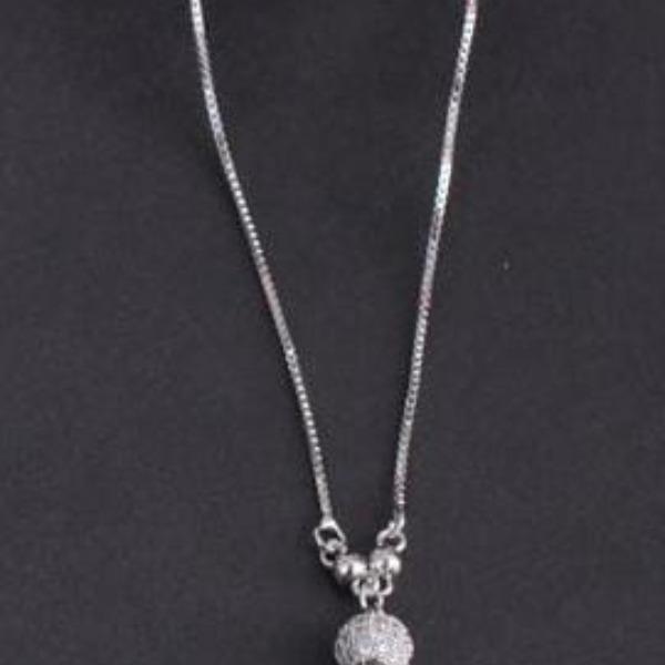 Silver-Plated Ball Gemstone Necklace — Resin & Crystal Accent