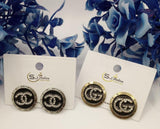 Alphabet Initial Silver-Plated Earrings with White Artificial Stones