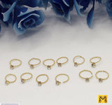 Pearl Crystal Gold-Plated Adjustable Ring Set - 12 pcs for Women