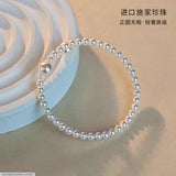 Antique Silver-Plated Pearl Thread Bracelet — Adjustable 15 Inch
