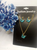 2-Layered Multicolor Rhinestone Necklace & Earrings Set — Acrylic Plated