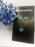 2-Layered Multicolor Rhinestone Necklace & Earrings Set — Acrylic Plated
