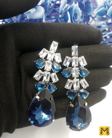 3-Layer Silver-Plated Gemstone Earrings - Elegant Women's Jewelry