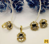 2-Layered Gold-Plated Gemstone Artificial Set — Elegant Women's Necklace