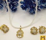 2-Layered Gold-Plated Gemstone Artificial Set — Elegant Women's Necklace