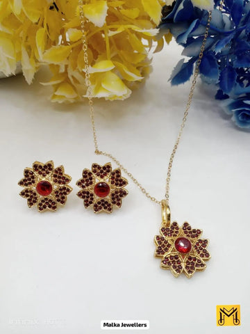 Gold-Plated Flower Design Artificial Jewelry Set for Women – Elegant Gift