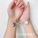 Cartoon Hug Bear Magnetic Couple Bracelets - 2-Pc Adjustable Set