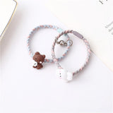 Cartoon Hug Bear Magnetic Couple Bracelets - 2-Pc Adjustable Set