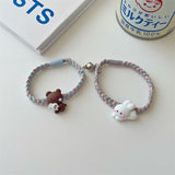 Cartoon Hug Bear Magnetic Couple Bracelets - 2-Pc Adjustable Set