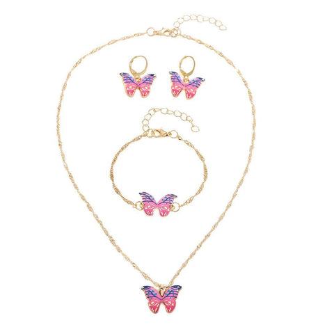 Gold-Plated 3-Piece Necklace & Bracelet Set — Adjustable Women