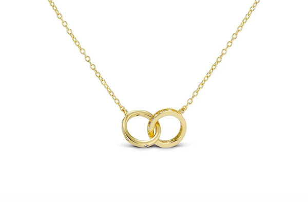 Double O Interlocking Necklace - Gold & Silver Alloy Pendant (Elegant)