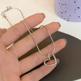 Elegant Silver Heart Necklace - Dainty Alloy Pendant Gift