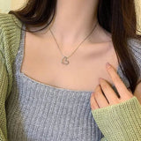 Elegant Silver Heart Necklace - Dainty Alloy Pendant Gift