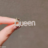 Queen Name Golden Brooch - Elegant Alloy Fashion Pin