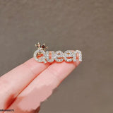 Queen Name Golden Brooch - Elegant Alloy Fashion Pin