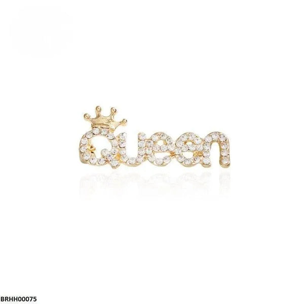 Queen Name Golden Brooch - Elegant Alloy Fashion Pin