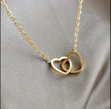 Double Heart Pendant Necklace - Two-Tone Gold & Silver Elegance