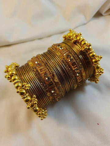 Nagina Kara Bangle - Golden Traditional Metal Bracelet (Kara)