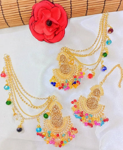 Multicolor Antique-Style Metal Earrings — Statement Jhumka (1 Pc)