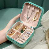 Compact Leather Jewelry Organizer Box with Zipper — Travel Case