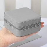 Compact Leather Jewelry Organizer Box with Zipper — Travel Case