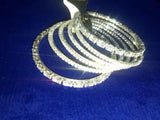 Set of 6 Gold-Tone Bangles with White & Clear Crystals
