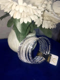 Set of 6 Gold-Tone Bangles with White & Clear Crystals