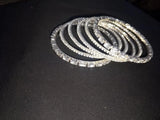 Set of 6 Gold-Tone Bangles with White & Clear Crystals