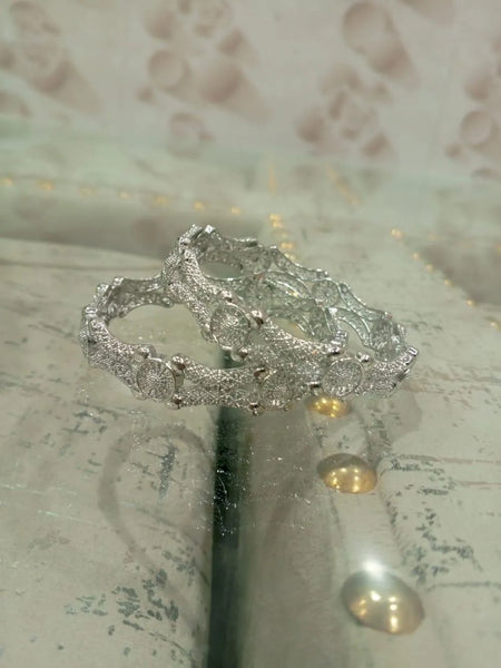 Silver-Plated Kara Bangle Pair — Traditional Women's Bracelet Set