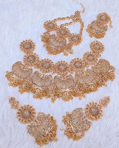 Bridal Golden Zircon 4-Piece Artificial Jewelry Set