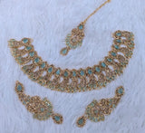 Leaf Design Pink Zircon Artificial Jewelry Set - 4-Piece Elegance