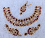 Leaf Design Pink Zircon Artificial Jewelry Set - 4-Piece Elegance