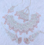 Pink Pearl Flower Necklace Set — 5-Piece Artificial Jewelry Set