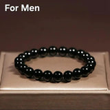 Handmade Black Glass Bead Bracelet for Men — Elegant Beaded Wristwear
