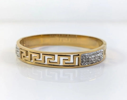 Antique Gold-Plated Kara Bangle — 1 Carat, Stainless Steel (Free Size)