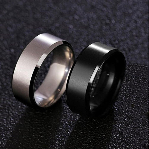 Boys' Titanium Pure Black Heavy Ring - Pack of 2 (Sizes 16-22)