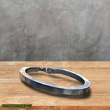 Silver Stainless Steel Heavy Flat Kara Bracelet - Bold Men's Cuff