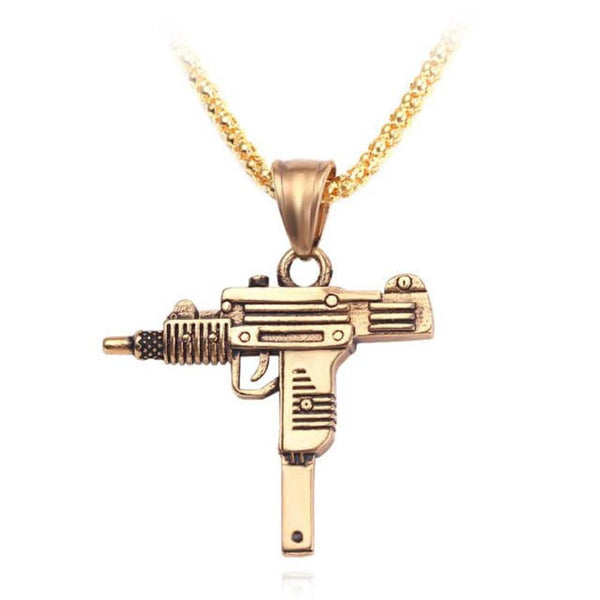 Men's Army-Style Gun Pendant Necklace — Gothic Military Charm