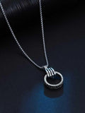 Elegant Ring-Shaped Pendant Necklace in Alloy with Stones