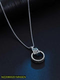 Elegant Ring-Shaped Pendant Necklace in Alloy with Stones