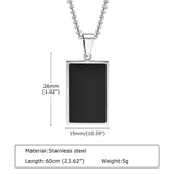 Stainless Steel Black Square Pendant Necklace for Men