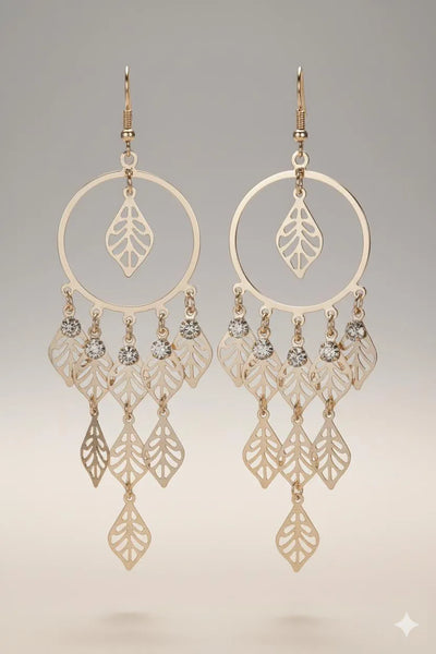 Elegant Golden Alloy Drop Earrings - Lightweight Fashion Jewelry
