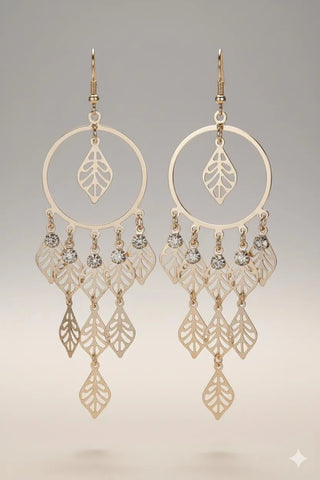 Elegant Golden Alloy Drop Earrings - Lightweight Fashion Jewelry