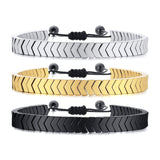 Men's Crystal Bracelet — Black Gold Silver Accent, Premium