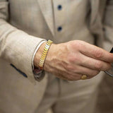 Men's Crystal Bracelet — Black Gold Silver Accent, Premium