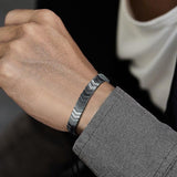 Men's Crystal Bracelet — Black Gold Silver Accent, Premium