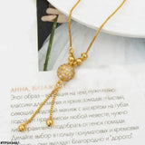 Elegant Gold-Plated Zircon Ball Pendant Necklace — 28 cm, Women's Jewelry