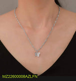 Silver-Plated Alloy Butterfly Pendant Necklace - Elegant Fashion Jewelry