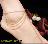 Golden Adjustable Anklet Set - 2-Piece Alloy Anklets (20cm+4cm)